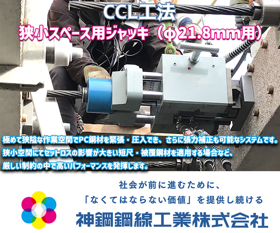 CCL工法　狭小スペース用ジャッキ（φ21.8mm用）